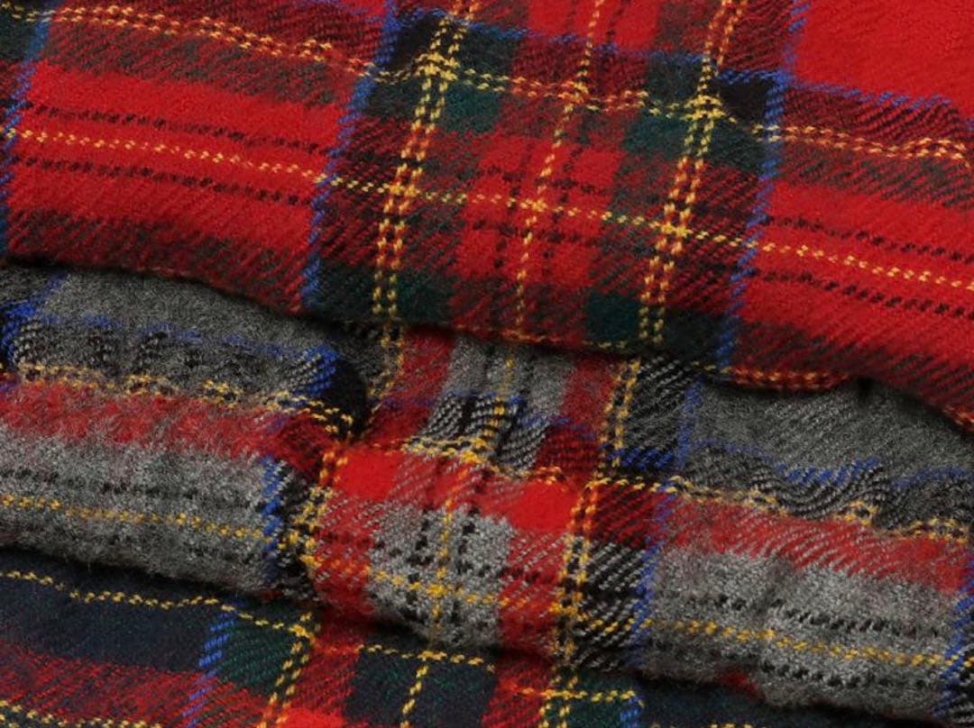 prit プリット ウールコットンタータンチェックストール レッド