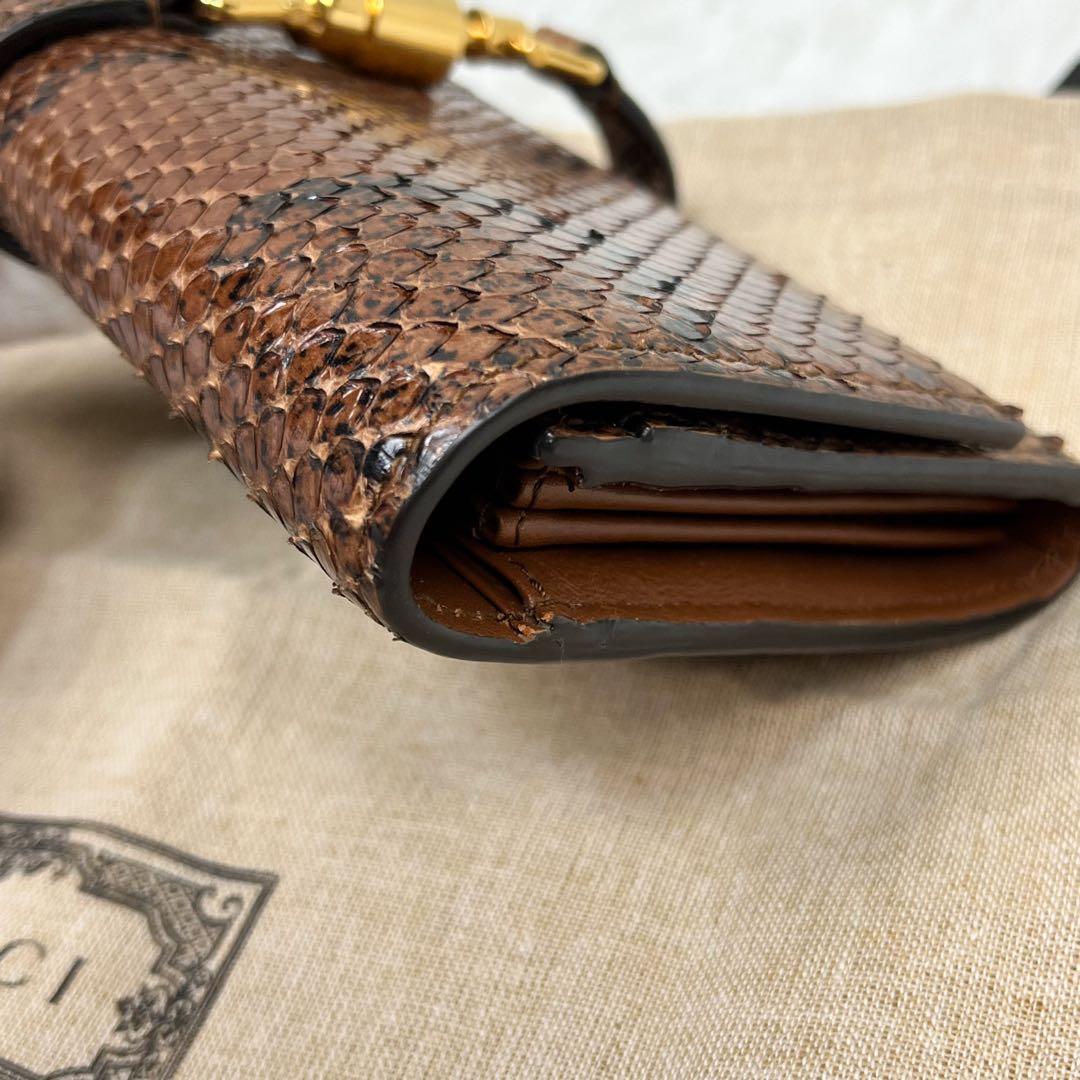 希少 美品 グッチ チェーンウォレット パイソン ジャッキー1961 保存袋付属