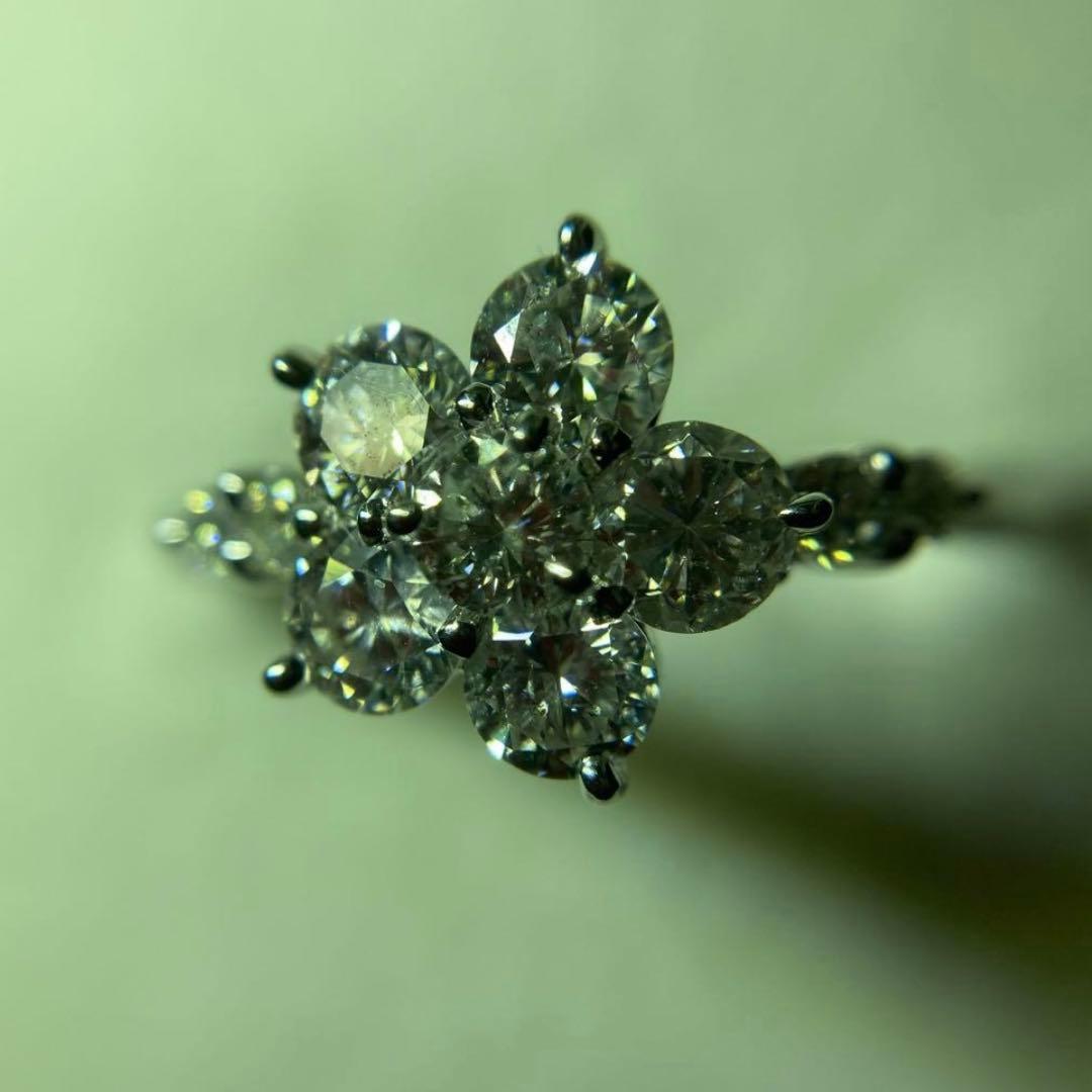 [新春セール]ダイヤモンドリング　PT900 12号　フラワーリング