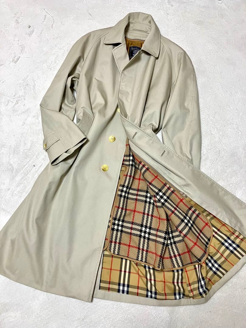 バーバリー　ステンカラーコート　ライナー付　裏ノバチェック 大きめ　113 XL