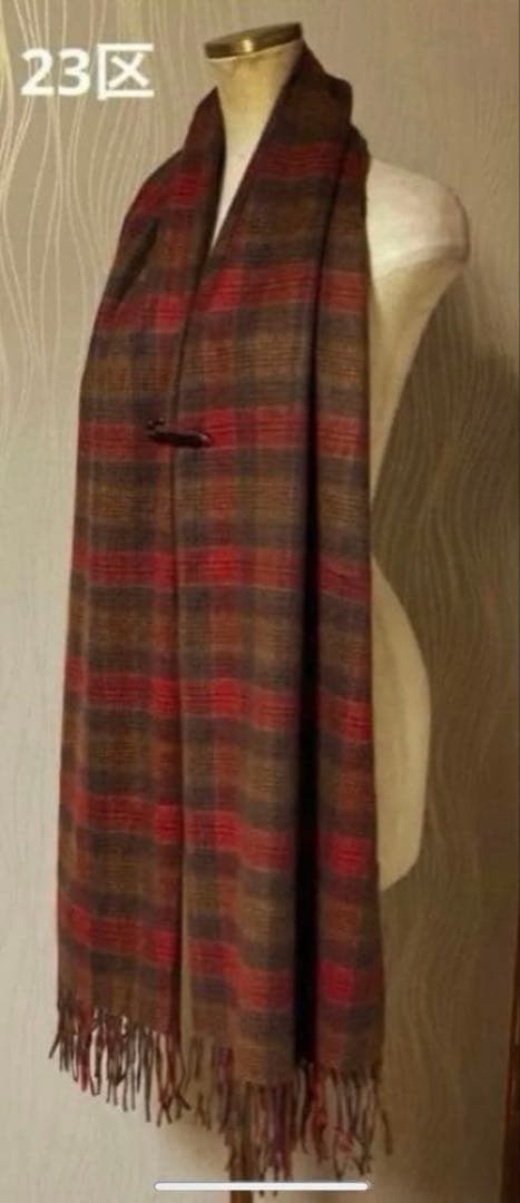 お値下げ‼️23区　チェック ストール 大判　カシミヤ100%
