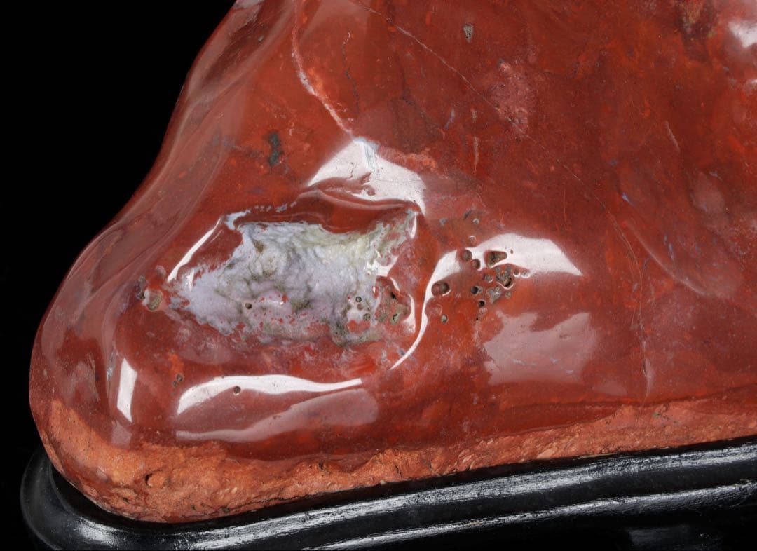 佐渡 赤玉石 碧玉 水石 鑑賞石 天然石 原石 飾石 美石 台座付 2.23kg