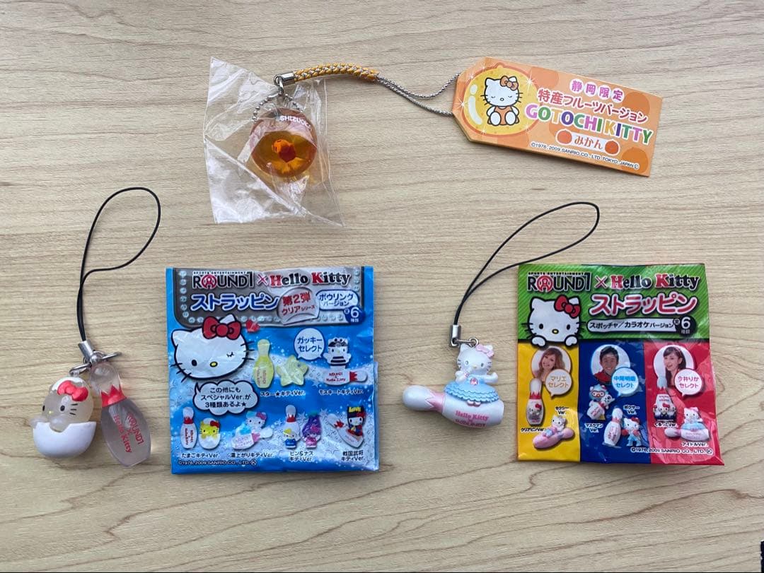 レア！キティ 根付けストラップ 3個セット 特産フルーツバージョン 静岡みかん