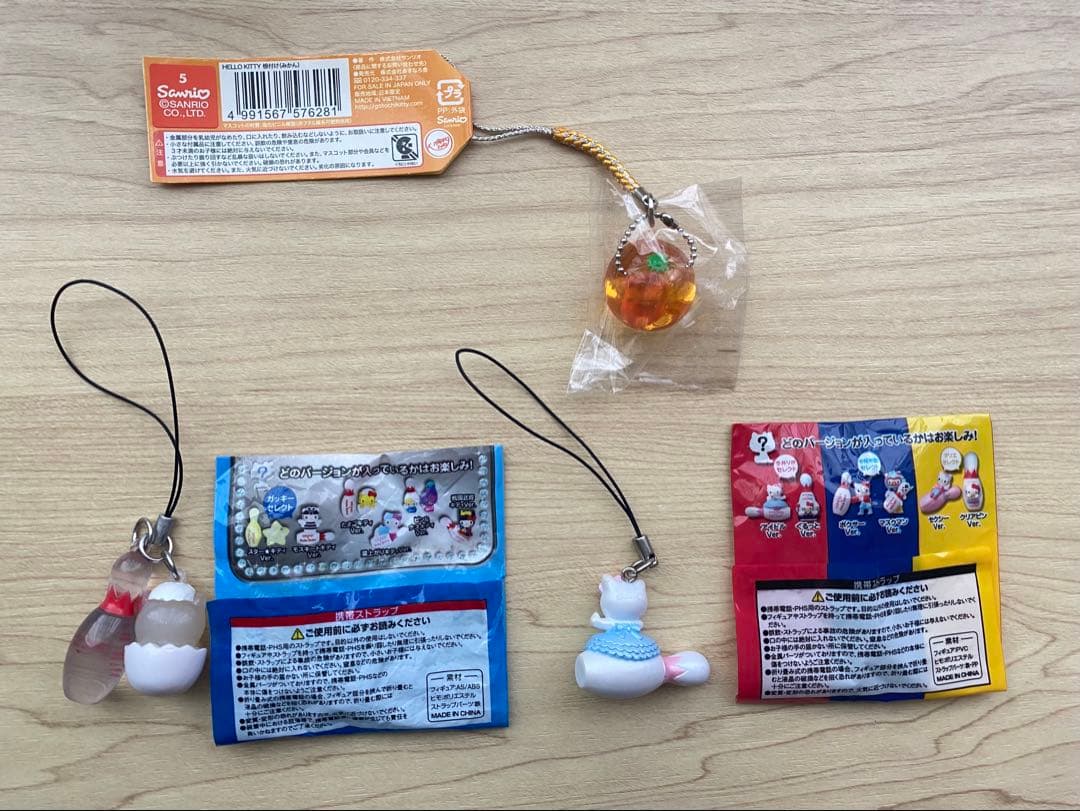 レア！キティ 根付けストラップ 3個セット 特産フルーツバージョン 静岡みかん