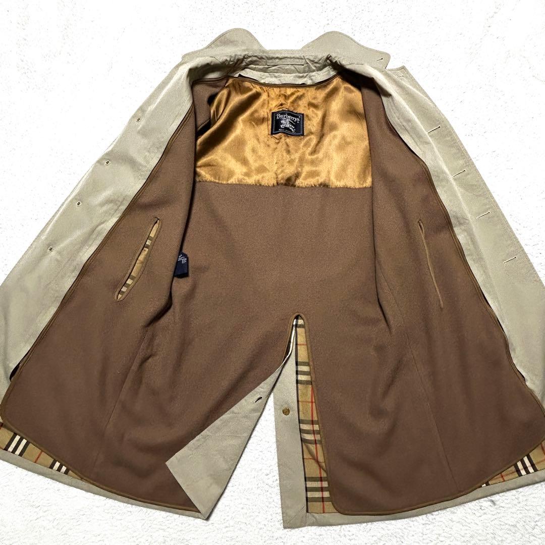 バーバリー イングランド製 バルマカーン ステンカラーコート ノバチェック L