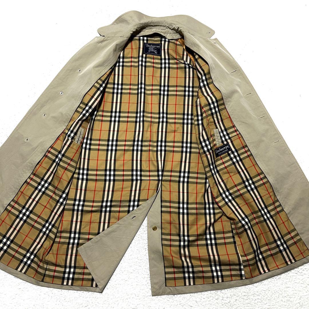 バーバリー イングランド製 バルマカーン ステンカラーコート ノバチェック L