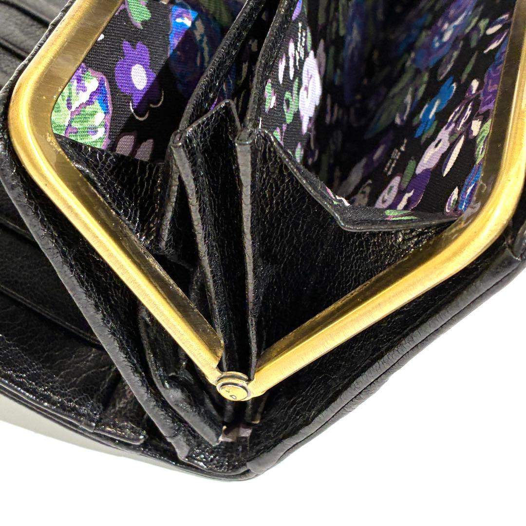 美品★ ANNA SUI アナスイ 長財布 がま口 スタッズ バタフライ 花柄