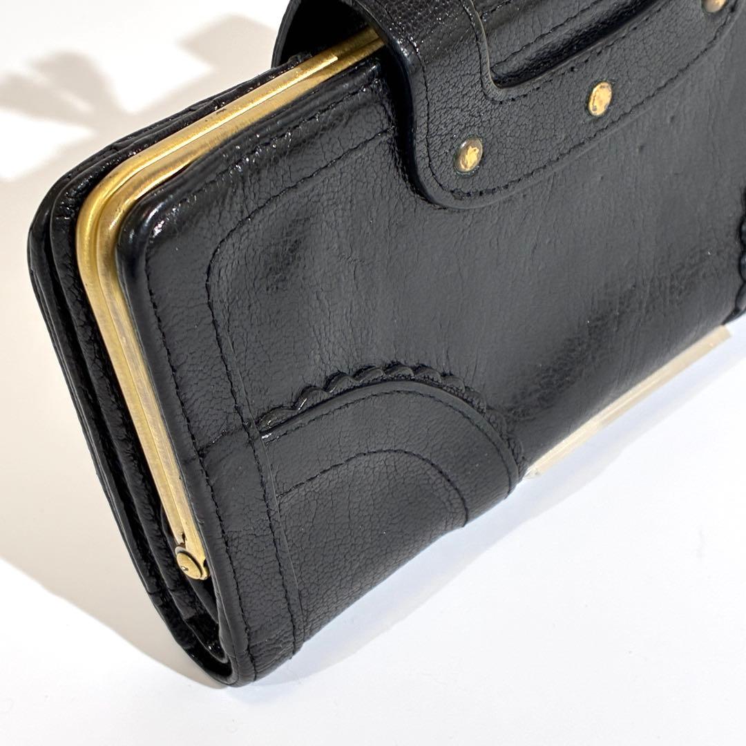 美品★ ANNA SUI アナスイ 長財布 がま口 スタッズ バタフライ 花柄