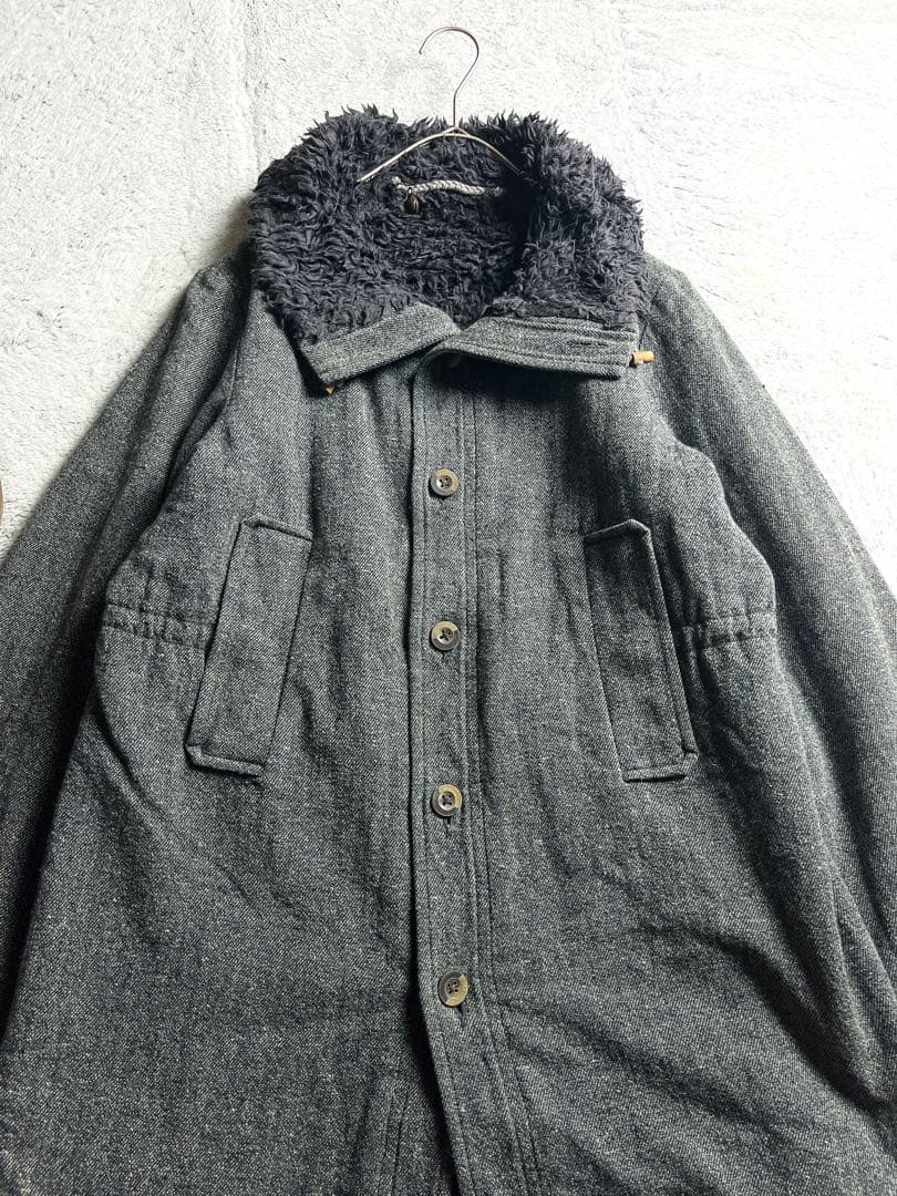 【45R】綿100% 裏ボア ドロストコード インディゴスタンドカラーコート