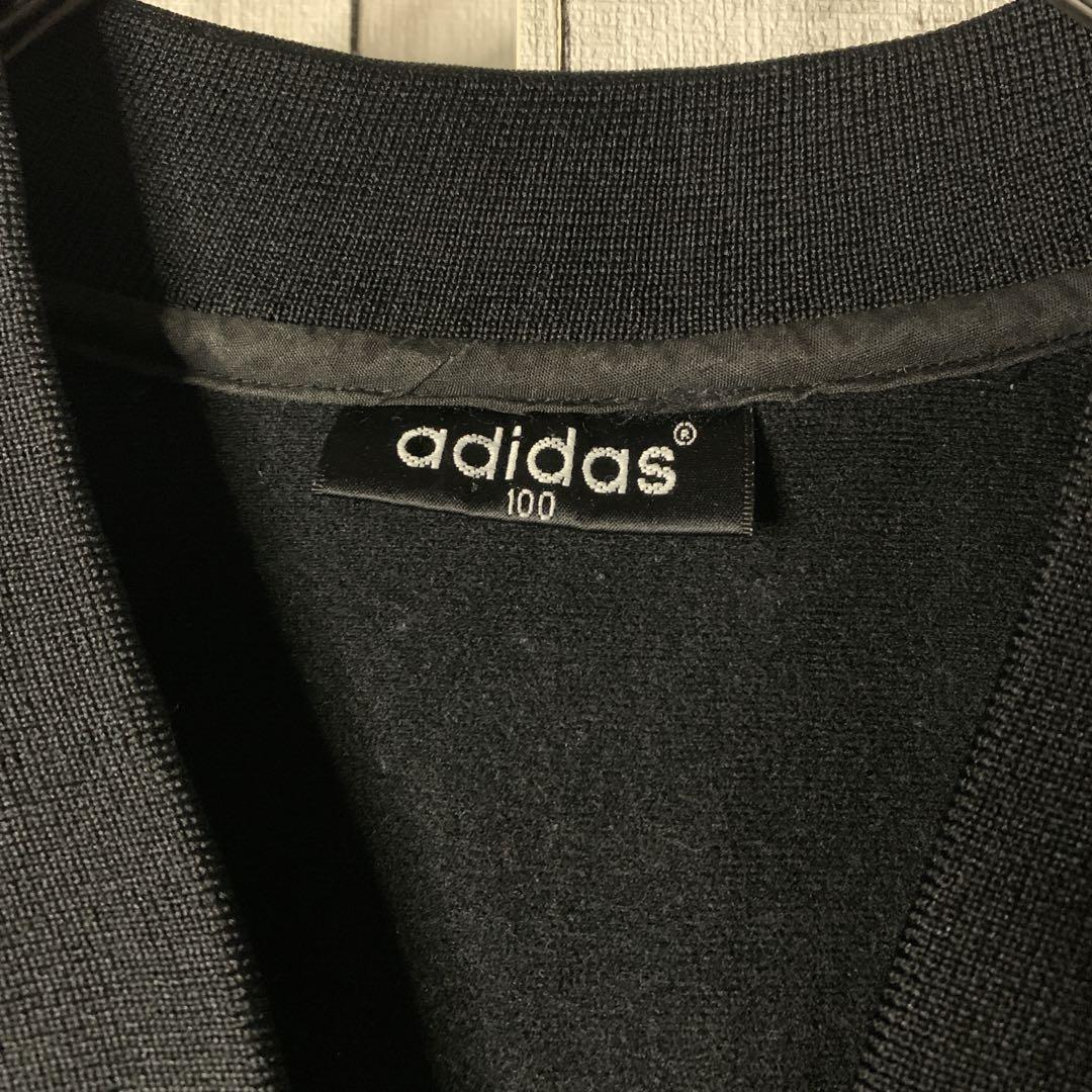 90s アディダス トラックジャケット ジャージ ブラック 刺繍 サイドライン