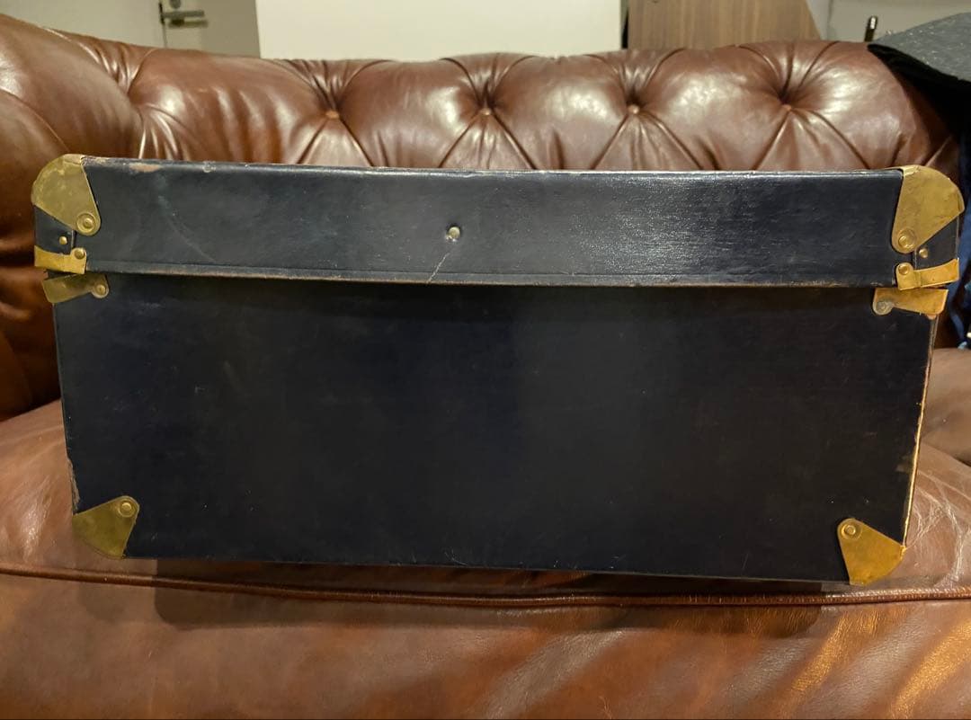 アンティーク　ヴィンテージ　トランク　ネイビー　ゴールド　ブルー