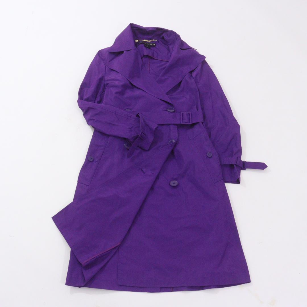 【美品】ラルフローレン トレンチコート シルク100% パープル 紫 ベルト