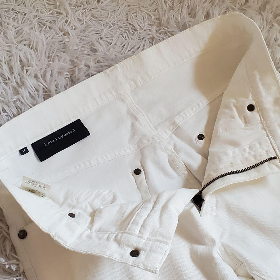 極美品 1piu1uguale3 ホワイトデニム ストレッチテーパードデニム 4