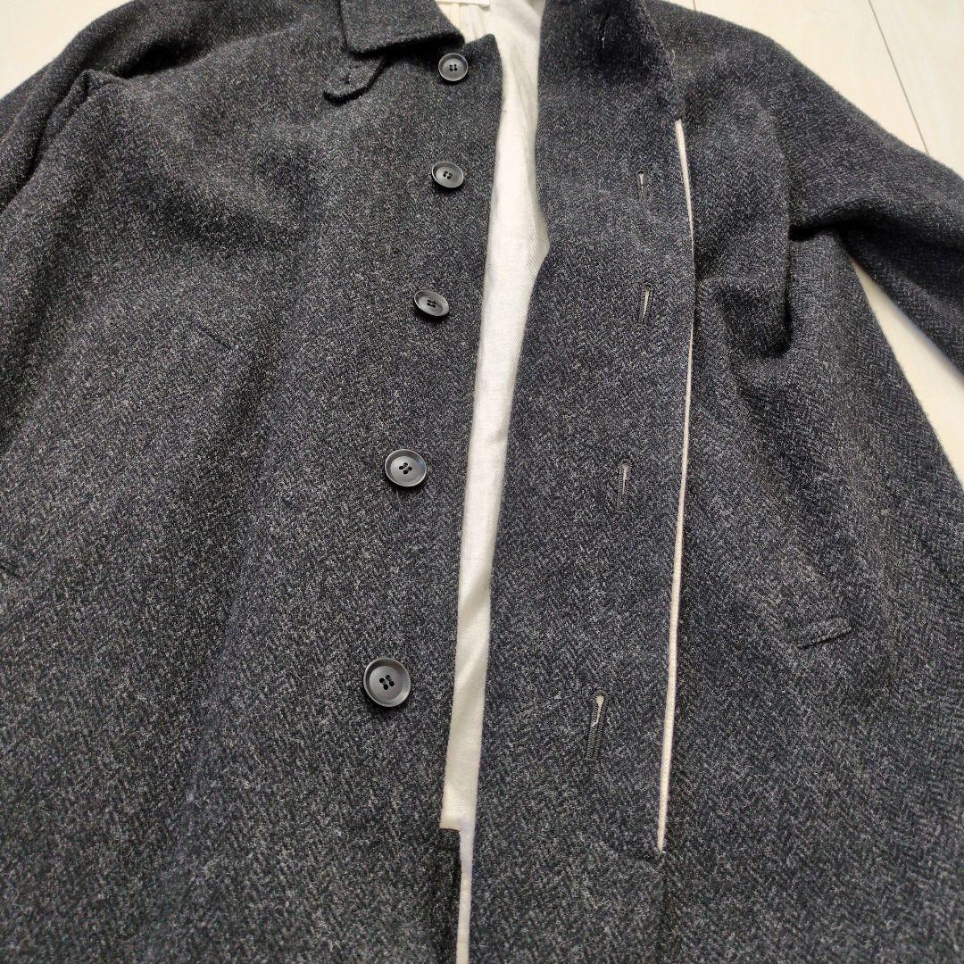 かぐれ　kagure　ウールヘリンボーンバルマカンコート　日本製　ダークグレー
