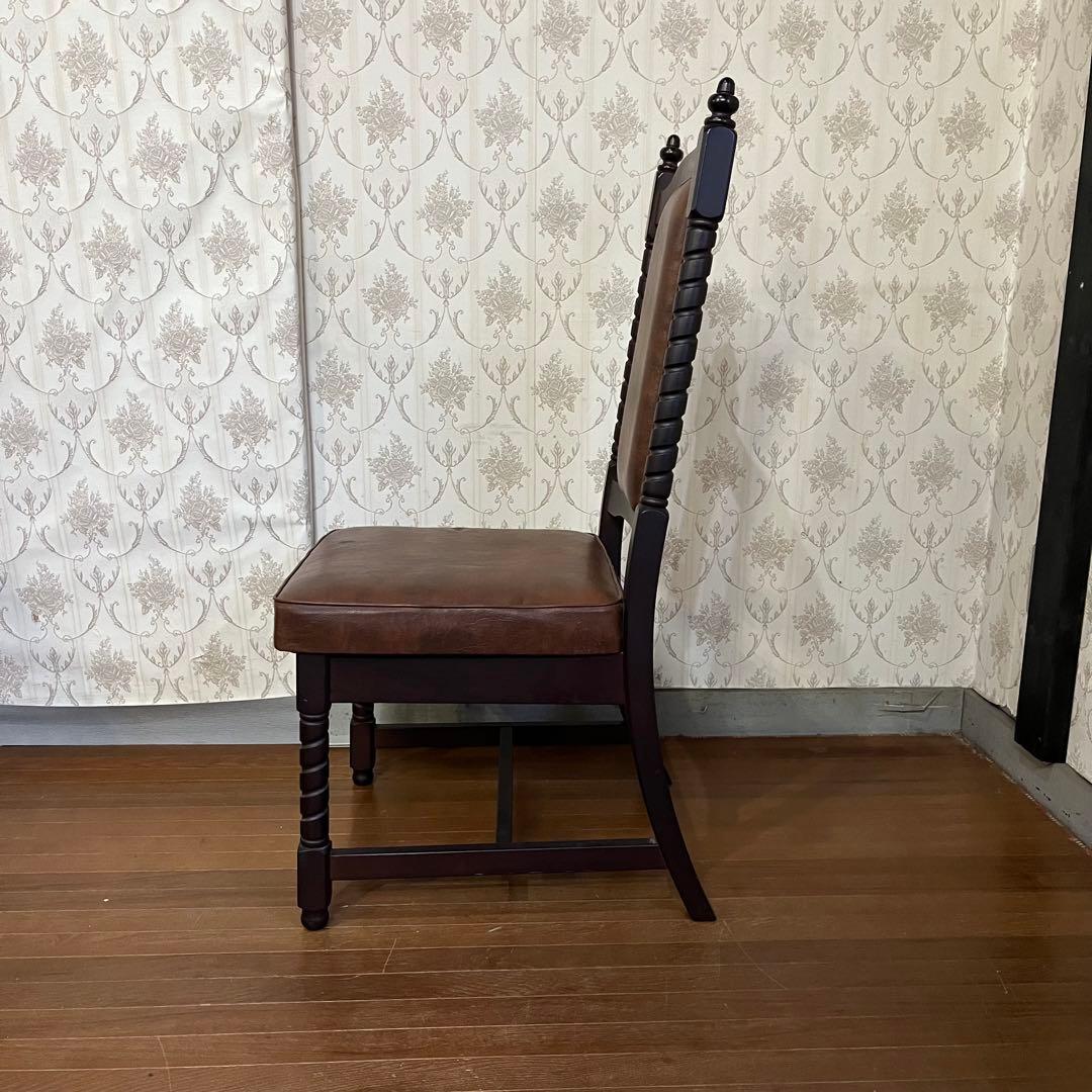 【アンティーク】① トーア 木製 ダイニングチェア レザー張り 椅子 古民家