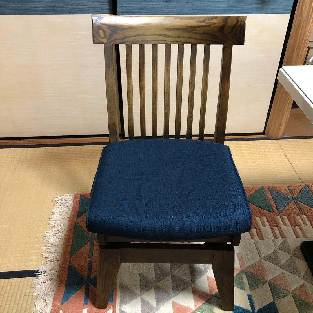 ③和モダン　木製ダイニングチェア ネイビー　肘なし