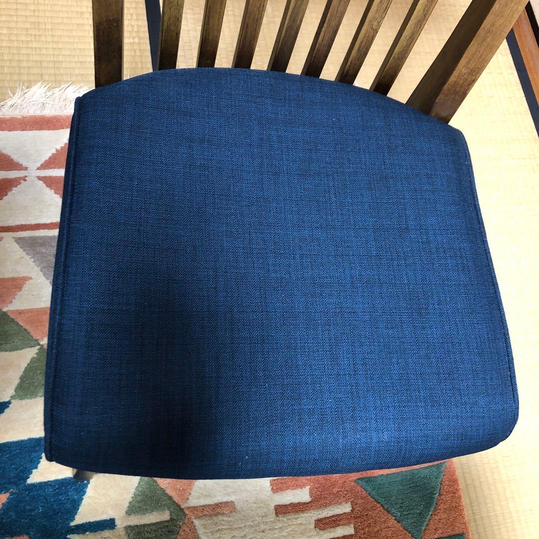 ③和モダン　木製ダイニングチェア ネイビー　肘なし