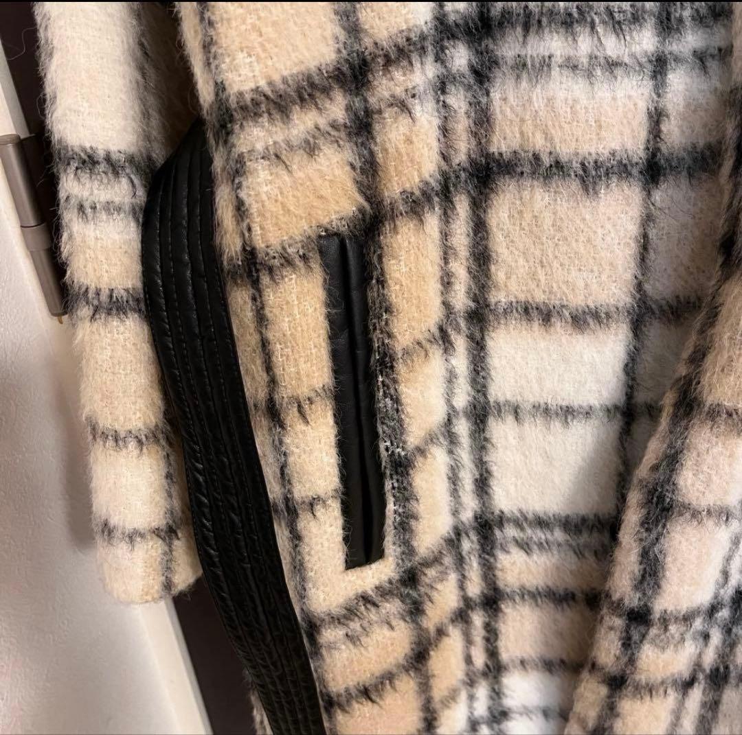 限定価格 ANAYI シャギーアルパカチェッククルーコート