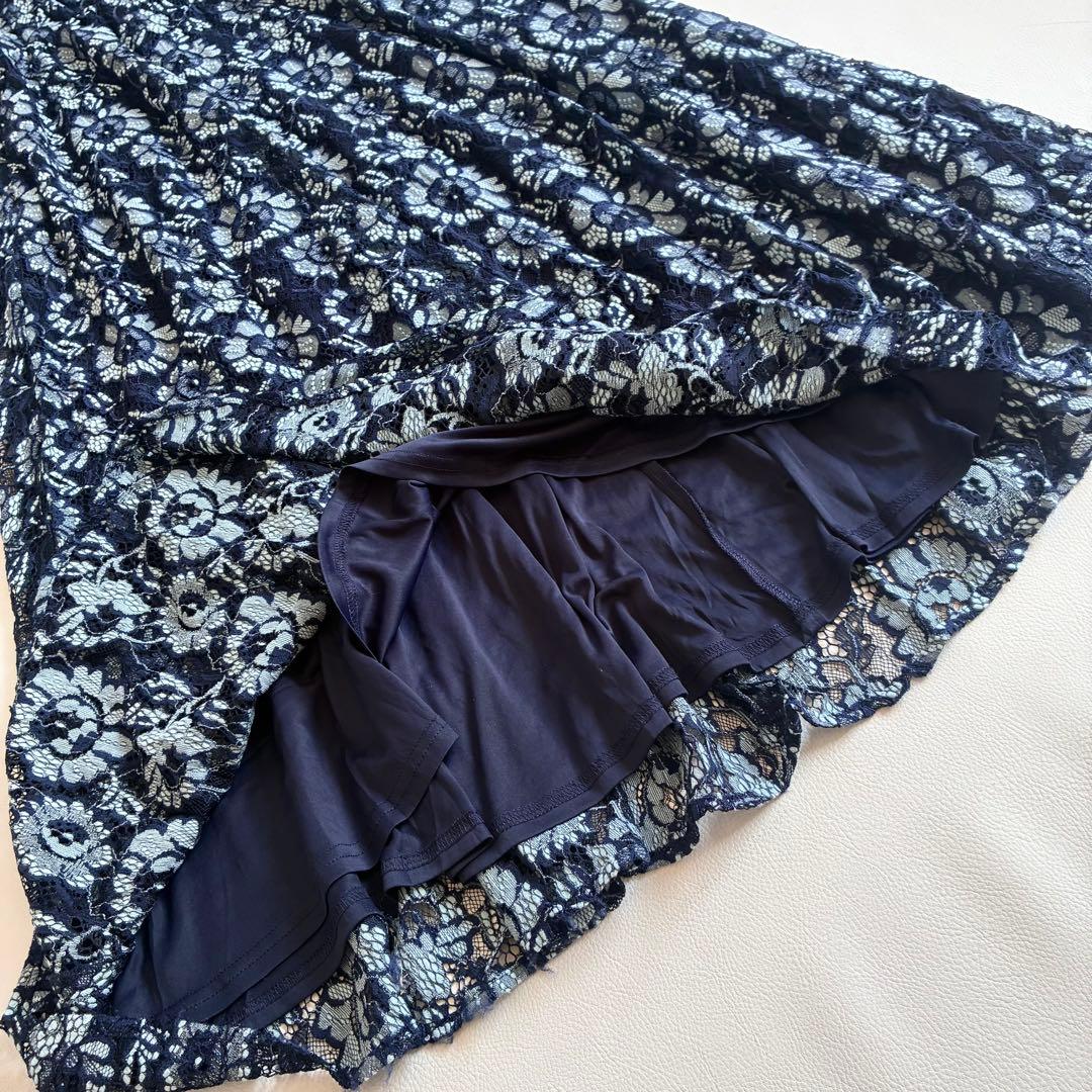 ◆美品◆2.1万◆カスタネ◆オケージョンドレス◆総レース◆ネイビー◆0