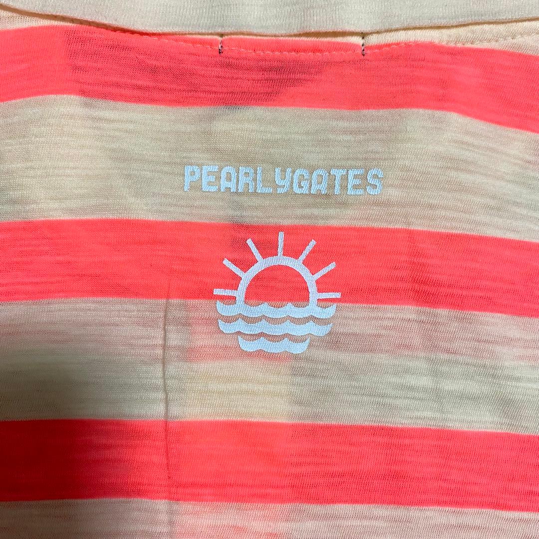 パーリーゲイツ　ポロシャツ　ボーダー　ロゴ　レディース　日本製　ピンク　M