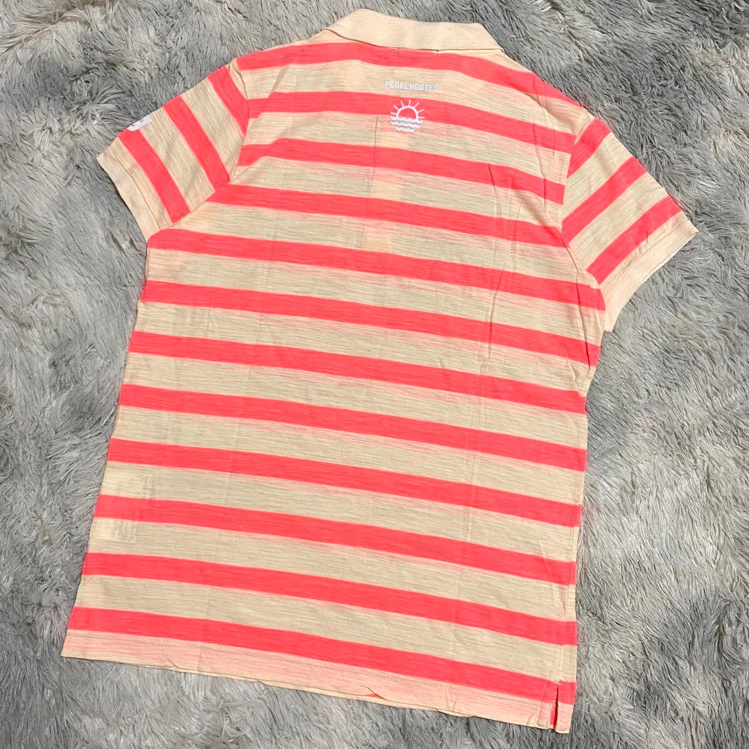 パーリーゲイツ　ポロシャツ　ボーダー　ロゴ　レディース　日本製　ピンク　M
