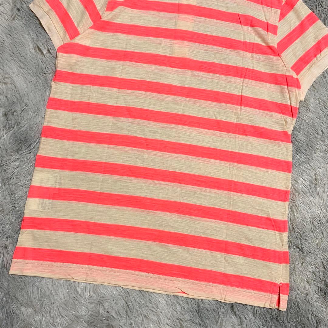 パーリーゲイツ　ポロシャツ　ボーダー　ロゴ　レディース　日本製　ピンク　M