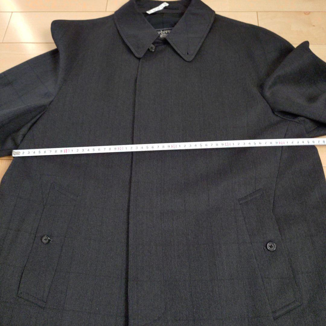 Burberry's　ダークグレー チェック ステンカラーコートWOOL100%