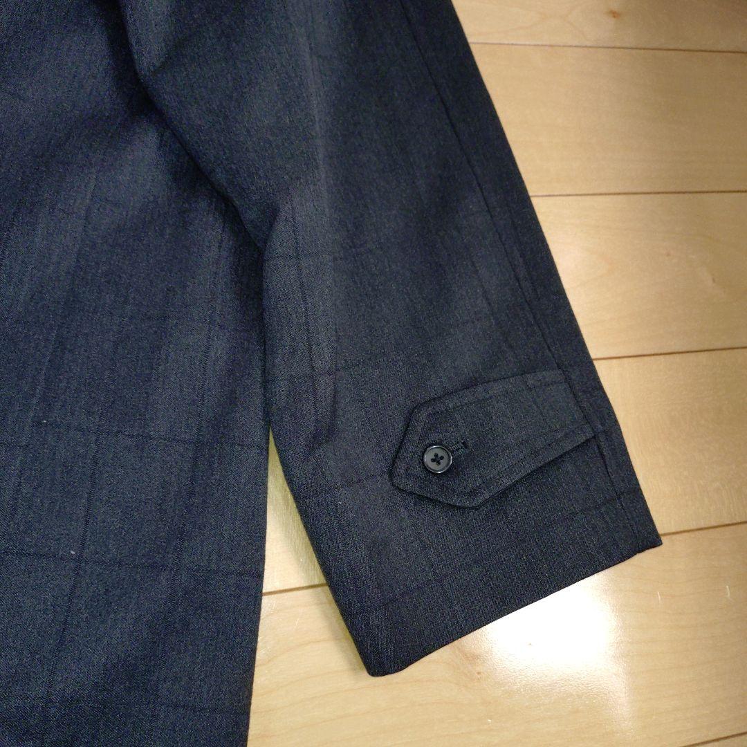Burberry's　ダークグレー チェック ステンカラーコートWOOL100%