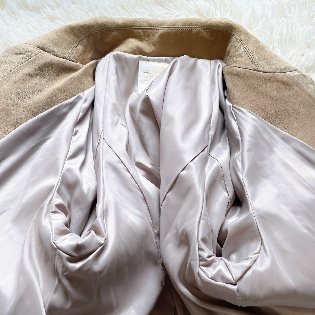 美品✨グレースクラス ラムレザー スウェードロングコート　M ベルト　ベージュ