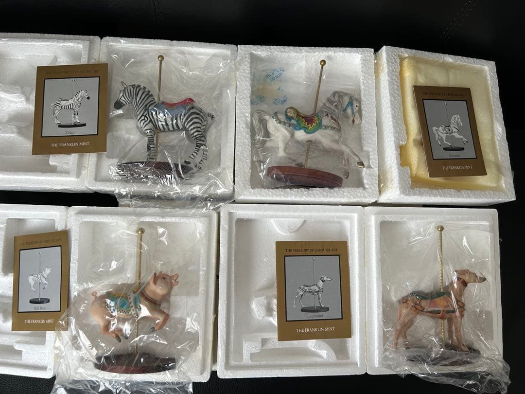 激レア★フランクリンミント/回転木馬 12体/カルーセル 木製ラックとセット★
