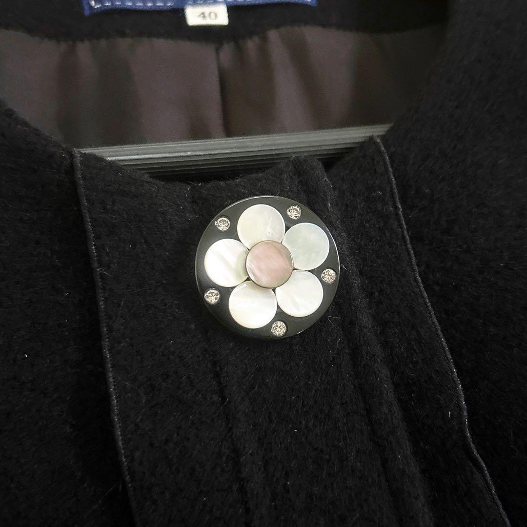 訳あり新品 M'S GRACY フラワーボタン アンゴラ混 ノーカラーコート L