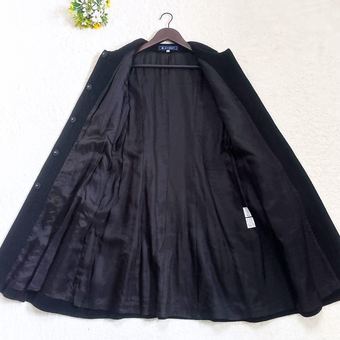 訳あり新品 M'S GRACY フラワーボタン アンゴラ混 ノーカラーコート L