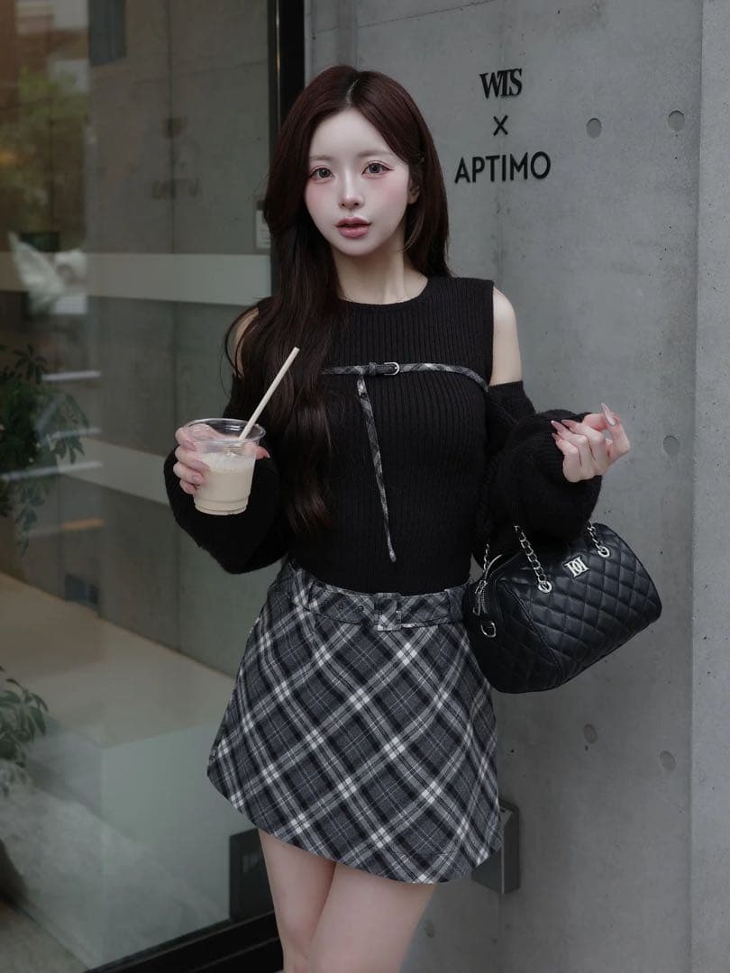 ドッキングミドルウエストニットミニワンピース 最終値下げです