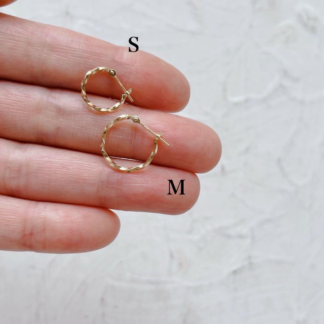 K18 ピアス フープ 18K フープピアス 18KYG ツイスト 片耳 S