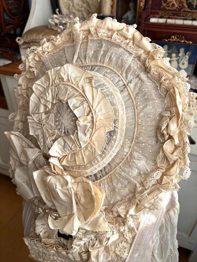 ♡希少　フランスアンティーク　素敵なハット　シルクオーガンジー　帽子　リボン飾り