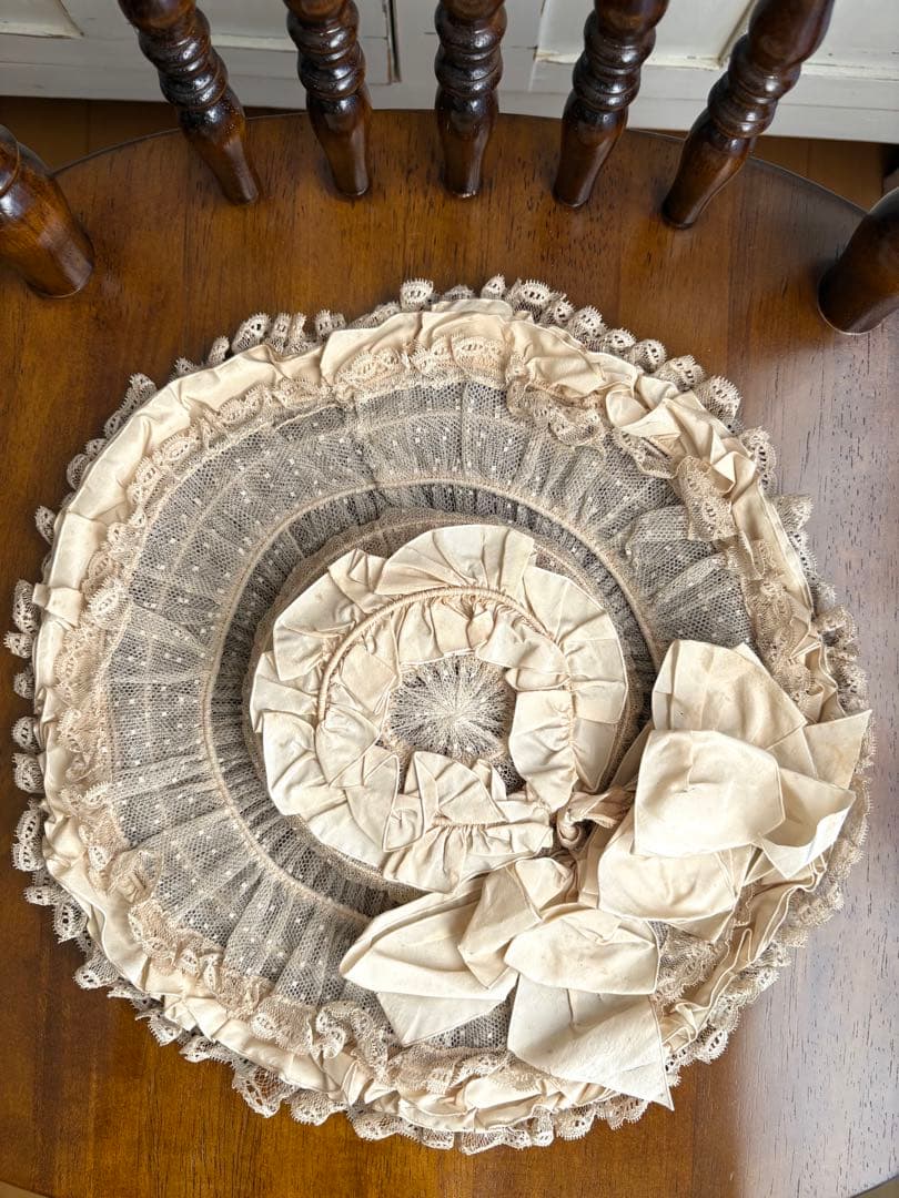 ♡希少　フランスアンティーク　素敵なハット　シルクオーガンジー　帽子　リボン飾り