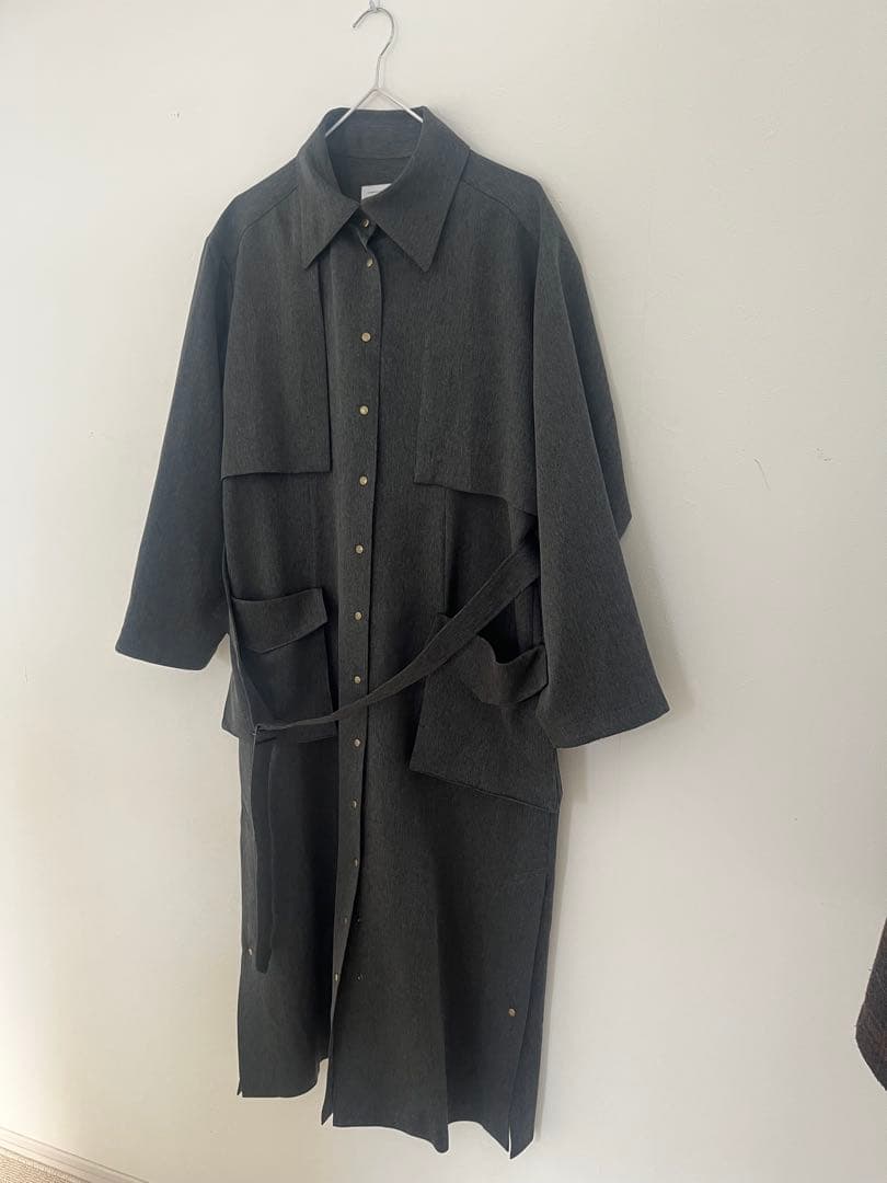 希少foufouグレーコート ウエストベルト付き
