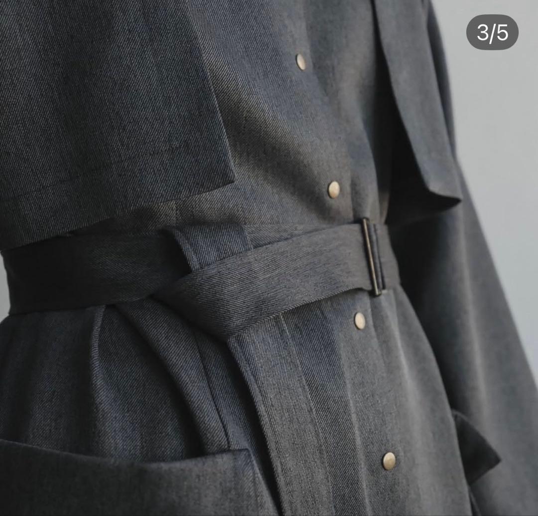 希少foufouグレーコート ウエストベルト付き