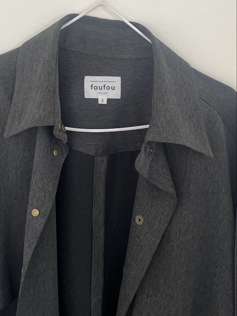希少foufouグレーコート ウエストベルト付き
