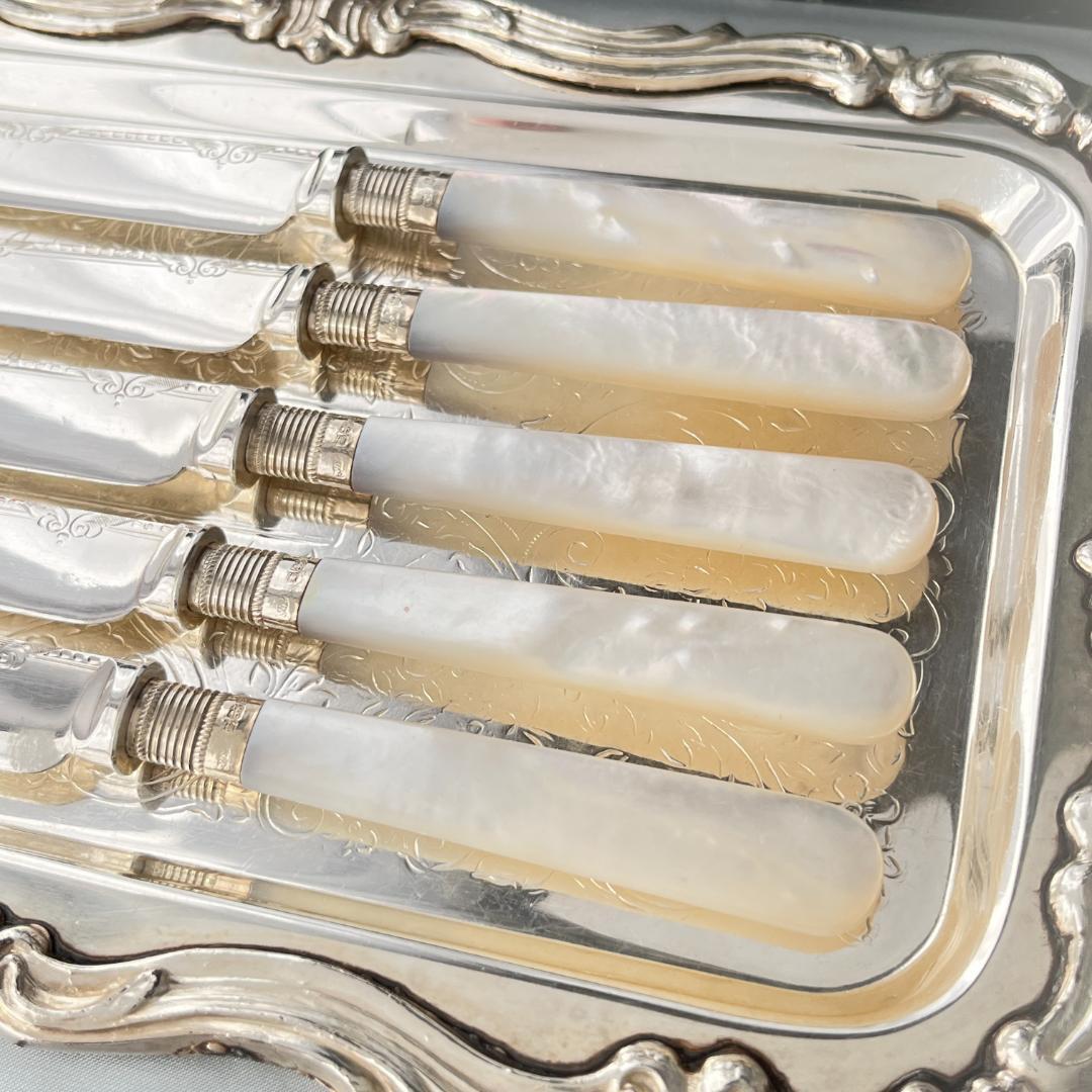 【William Yates 】【白蝶貝 / 純銀継手】デザートセット ケース