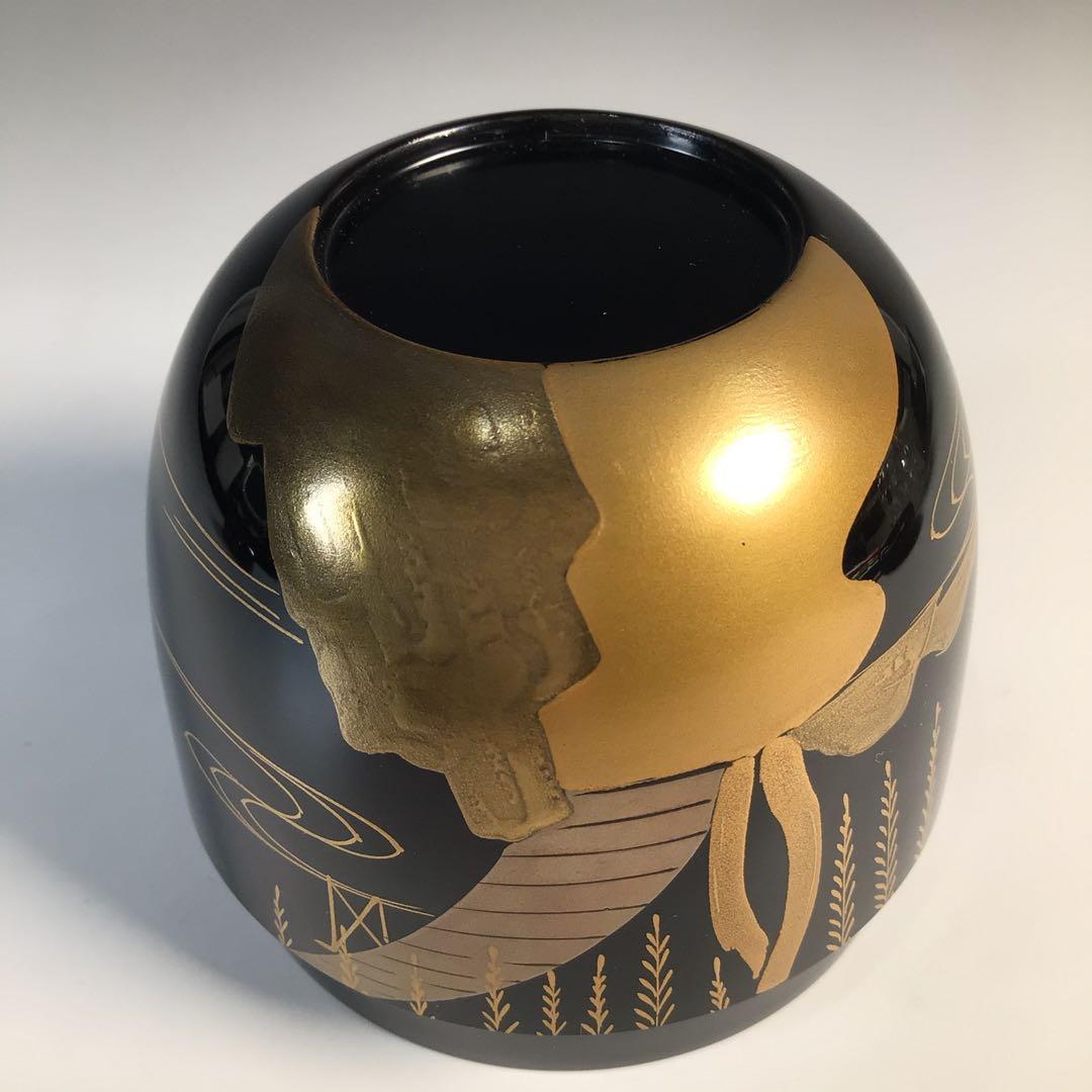 M215 棗 『塗師 多田桂寛作』『黒漆塗』『金柳橋蒔絵』『中棗』 共