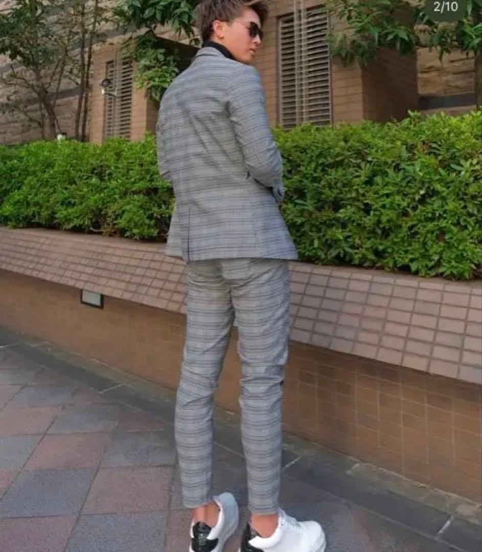 BELINDA セットアップ グレー スリムフィット スラックス