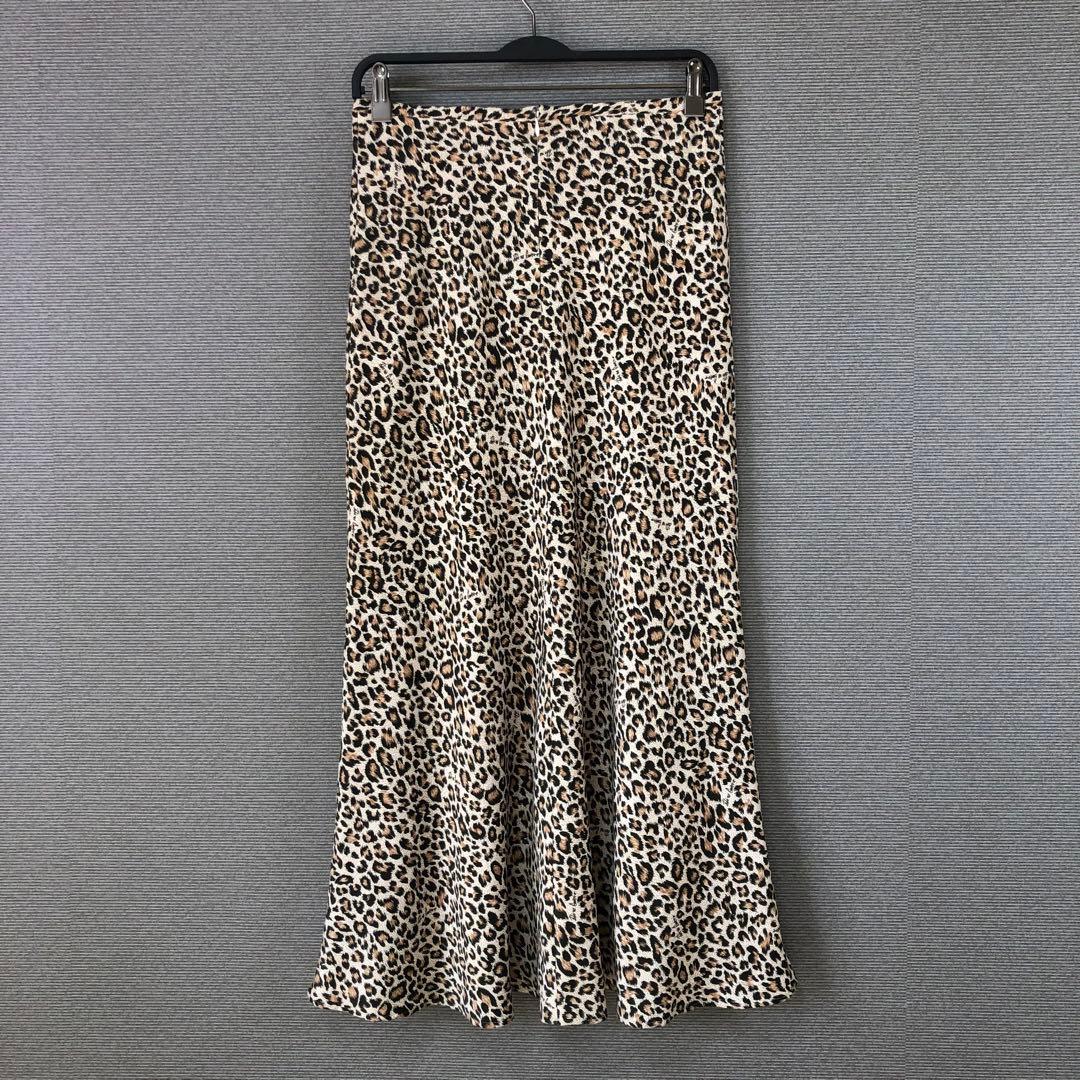 Whim Gazette レオパードバイアスマキシスカート 38 ベージュ