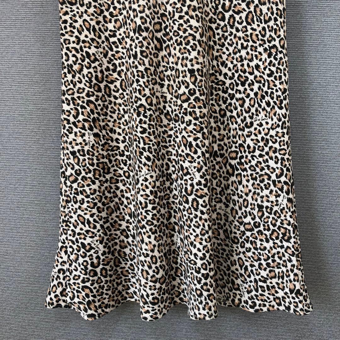Whim Gazette レオパードバイアスマキシスカート 38 ベージュ