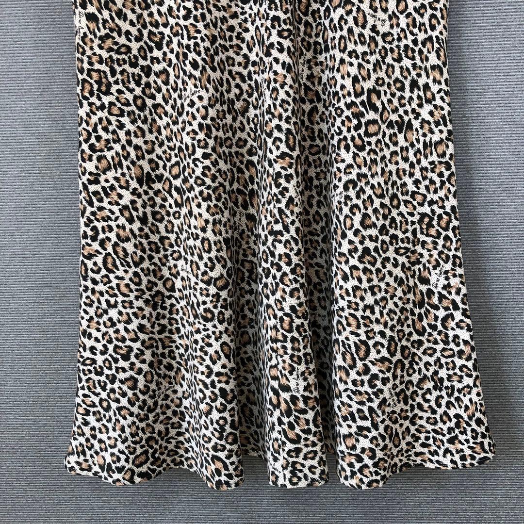 Whim Gazette レオパードバイアスマキシスカート 38 ベージュ