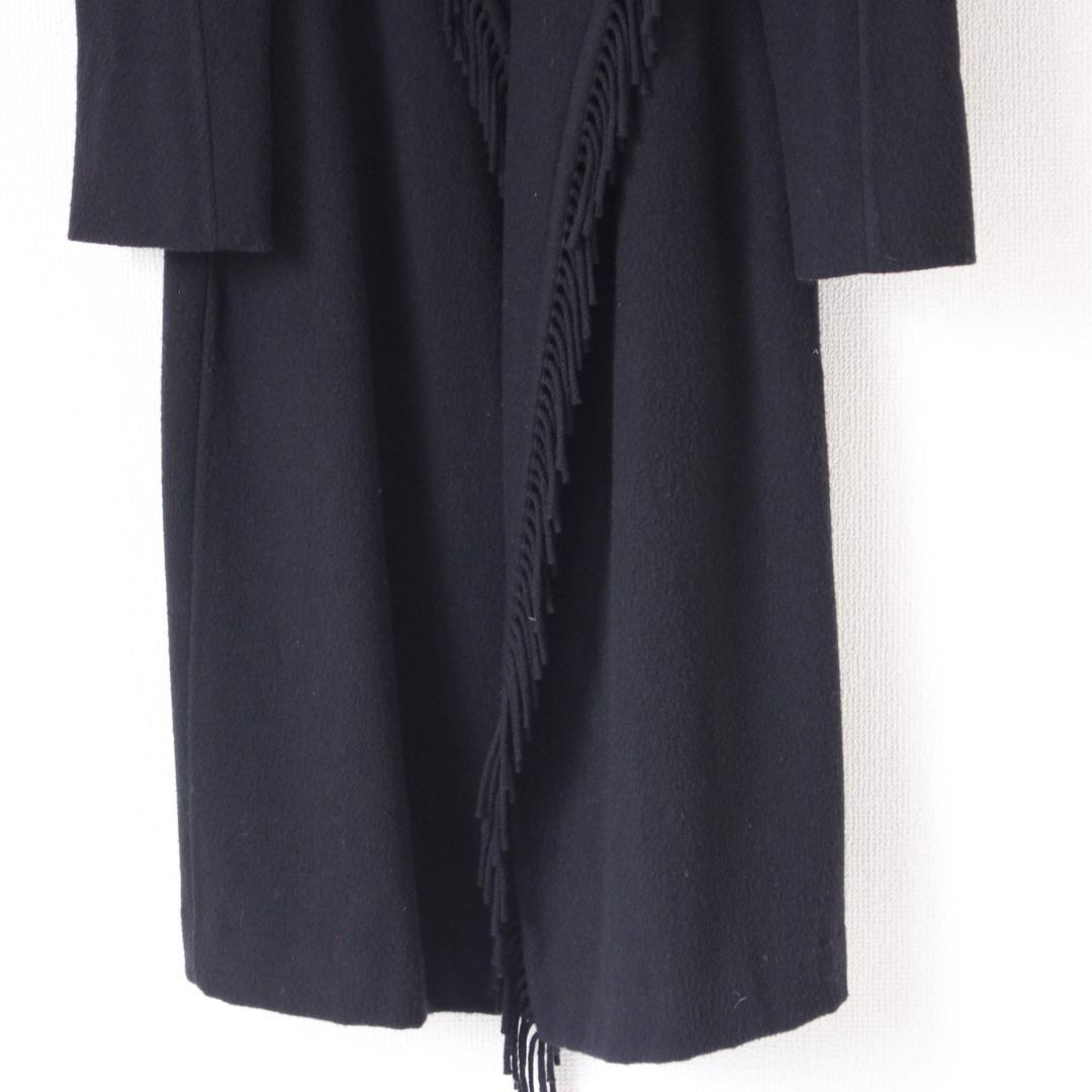 エルマンノシェルビーノ フリンジロングコート LL ブラック