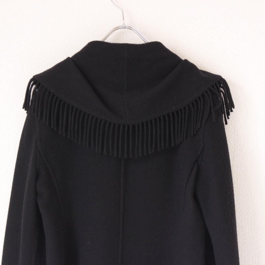 エルマンノシェルビーノ フリンジロングコート LL ブラック