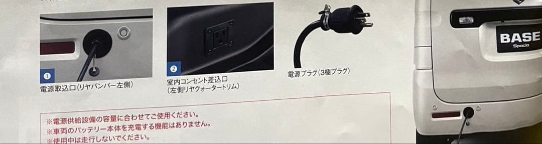 スズキ スペーシア BASE アクセサリー　純正品 外部電源ユニット　キャンプ