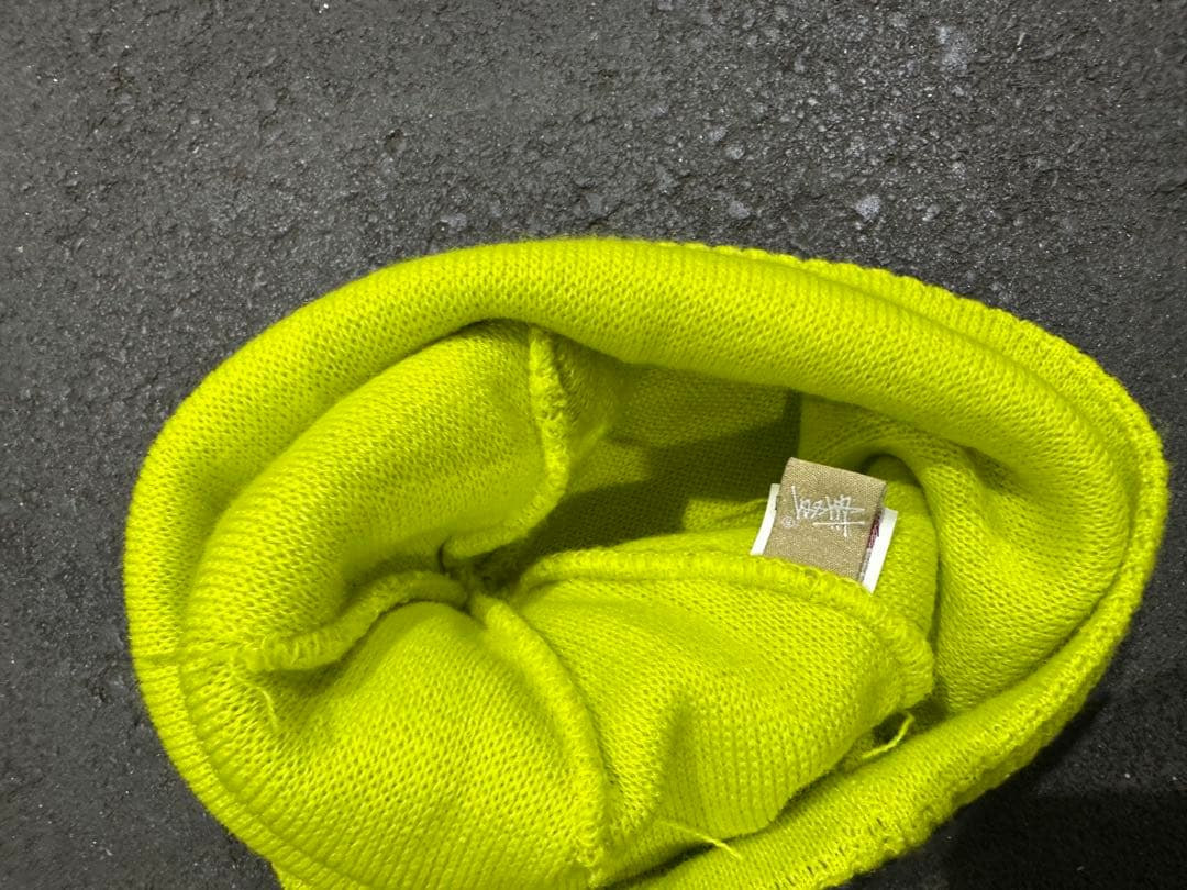 old stussy beanie ボンボンニット帽 y2k 刺繍ロゴ レア