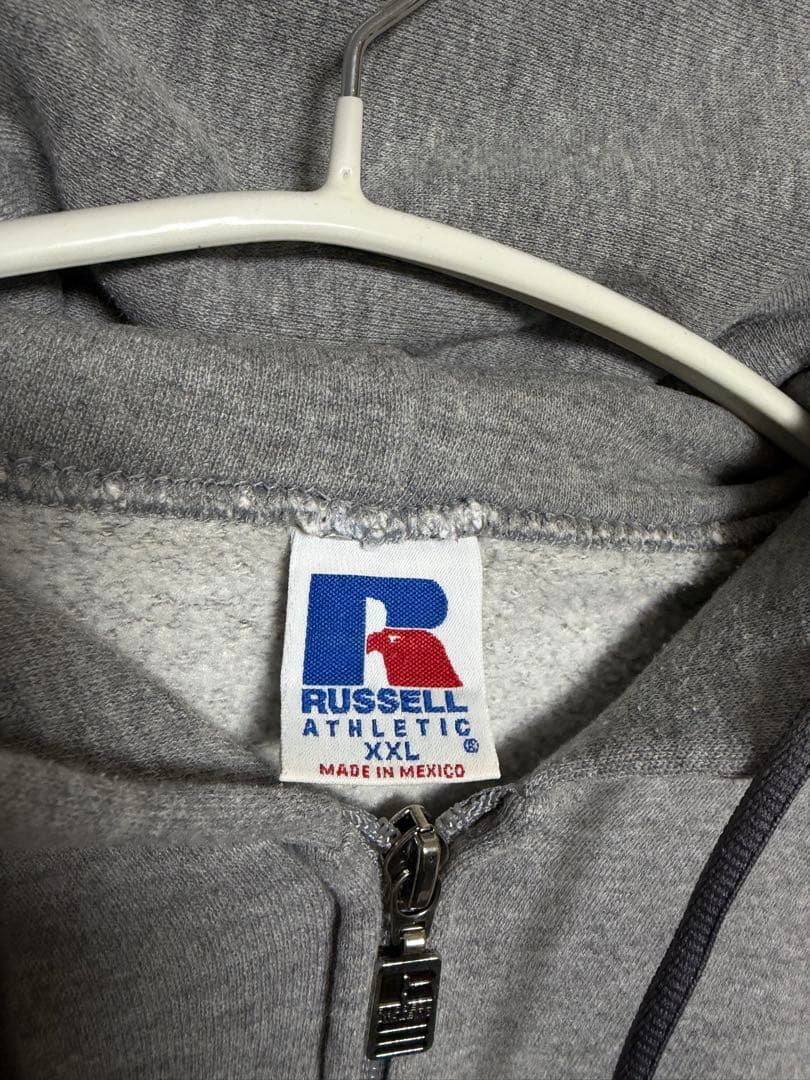 90s Russell ラッセル 無地 フルジップ パーカー スウェット グレー